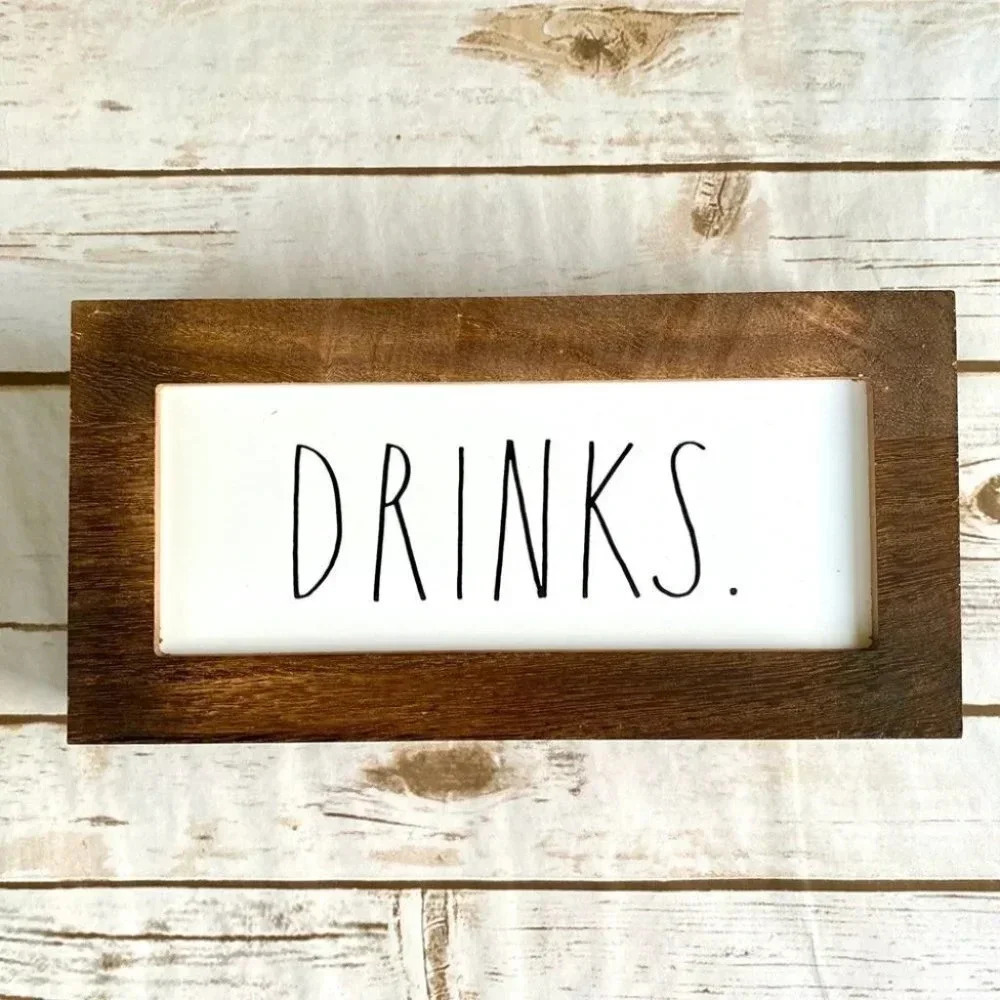NEW Rae Dunn - DRINKS - 🍷🍺🍸🍹cute wooden sign - Picture 2 of 10